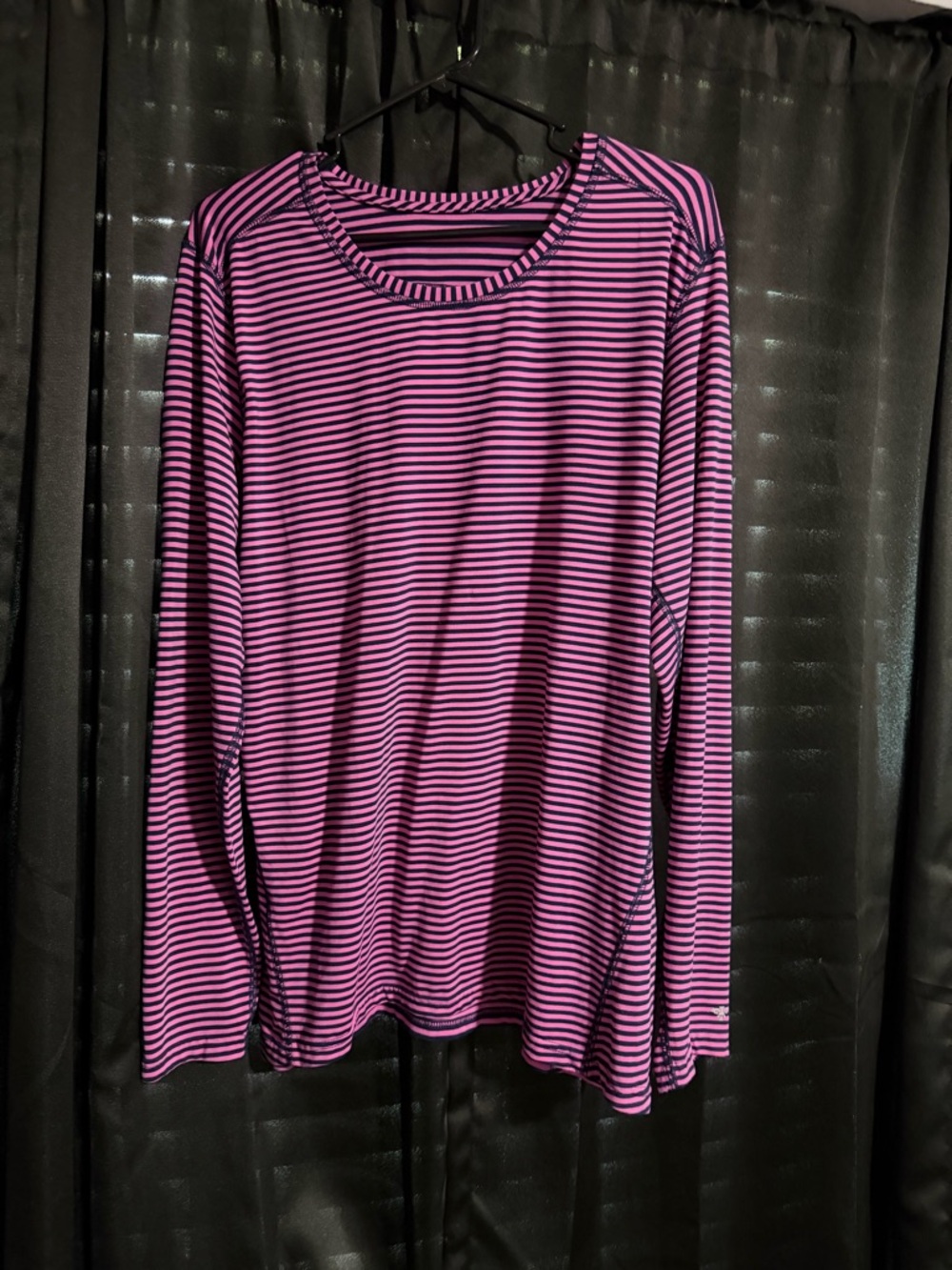 Women’s Long Sleeve Striped Tee - Pink/Black